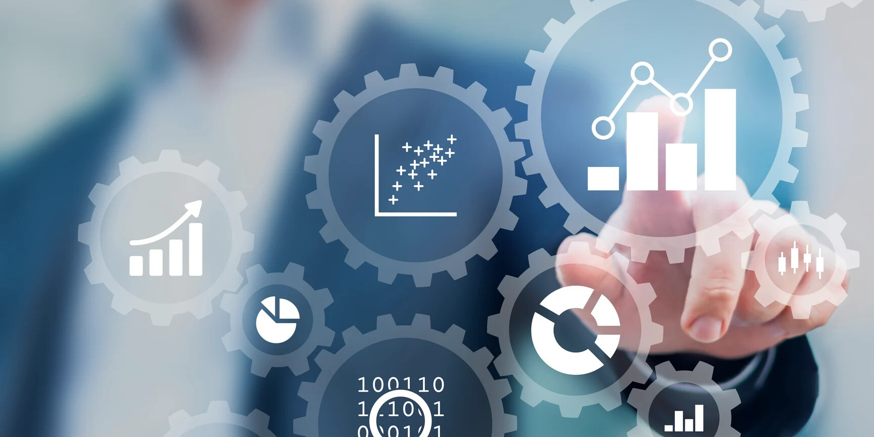 Hand selecting a chart photo illustration